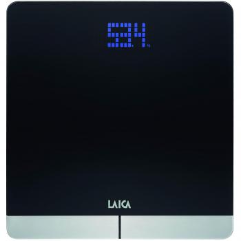 Laica PS7004 Báscula de baño con tecnología Bluetooth que pasa los datos, peso, % grasa, % agua, % músculo, a una APP, color Negro, 180 kg