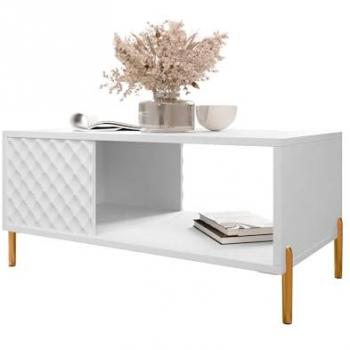 Mesa de centro angular Comfivo V104, aglomerado laminado blanco, 92 x 50 x 43 cm