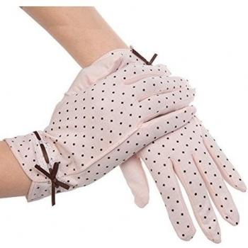 Kenmont Guantes cortos de algodón para mujer con protección UV y encaje para verano