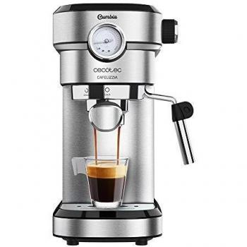 Cecotec Cafelizzia 790 Steel Pro - Cafetera para Espressos y Cappuccino con Manometro, 1350 W, Sistema Thermoblock, 20 Bares, Modo Auto para 1-2 Cafés, Vaporizador Orientable, 1.2L, color Acero