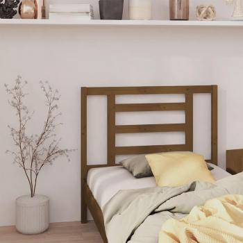 Cabecero para cama de madera maciza de pino en color marrón miel, dimensiones 106x4x100 cm