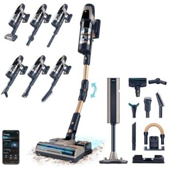 Aspiradora Escoba Sin Cable Cecotec RZ90 AI AquaPet Flex Connected 310AW 850W con Base Autovaciado, Tubo Flexible y Accesorio Fregado