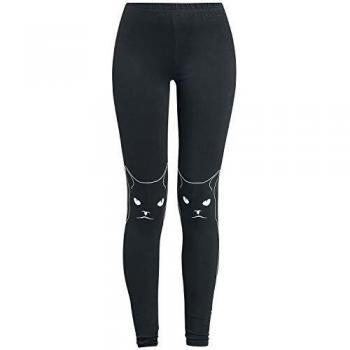 Jawbreaker Salem Grumpy Kitty Mujer Leggins Negro S, 95% algodón, 5% elastán,