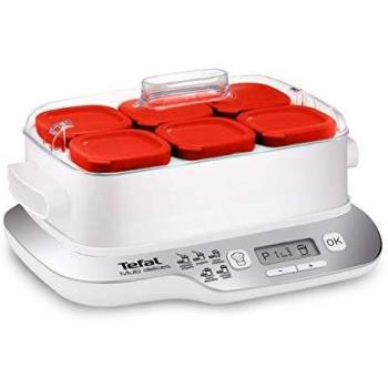 Tefal Multidelices Express YG6601 - Yogurtera Eléctrica con 5 Programas y Función Exprés de 4 Horas, Incluye 6 Vasos Yogurtera con Tapa, Bandeja y Libro de Recetas, para Hacer Yogures Artesanos