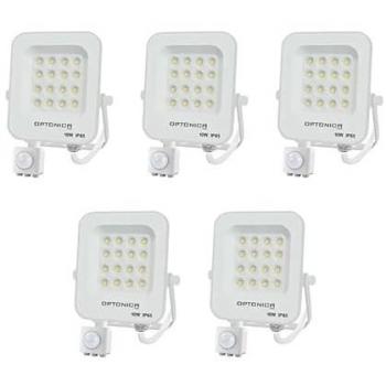 Juego de 5 Proyectores LED con Detector Blanco 10W IP65 Impermeables 900 lm Luz Diurna 6000K