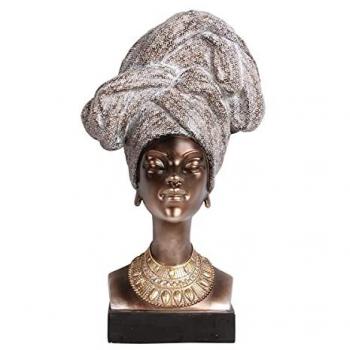 Figura Cabeza Africana Negro de Resina 40x16x23cm Signes Grimalt