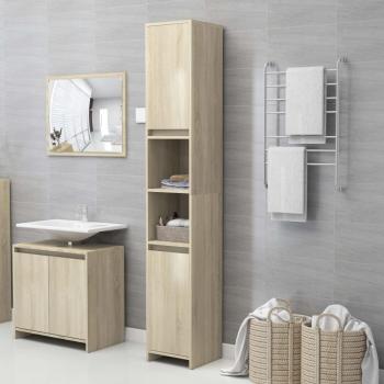 Armario de baño Sonoma Oak 30x30x183,5 cm madera multicapa color roble