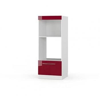 Armario para microondas Fame-Line, Rojo Burdeos alto brillo, 60 cm abierto
