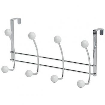 Perchero Metal 8 Ganchos - Cromado/Blanco