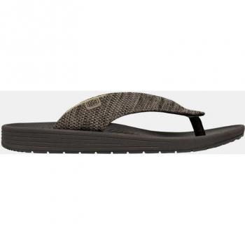 Chanclas de hombre MILO de HEY DUDE en tejido marrón texturizado con suela ligera y antideslizante