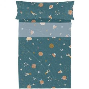 Juego de Sábanas HappyFriday HF Mini Universe Multicolor Cama de 105, 2 Piezas, 180x270 cm, 100% Algodón, Calidad de 150