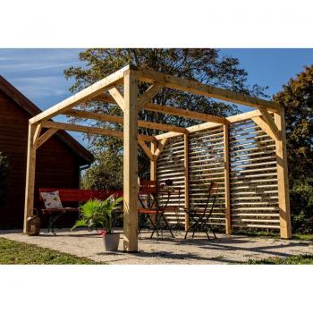 Pérgola Bioclimática de Madera Douglas con Ventanas Ajustables - 12,20 m² - Dimensiones 3,39 m x 3,60 m