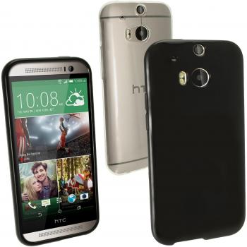 iGadgitz U2794 Funda Brillo TPU Compatible con HTC One M8 y Protector Pantalla - Negro