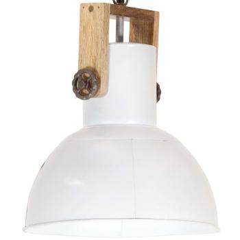 Lámpara Colgante Industrial Redonda Mango E27 32cm Blanco