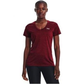 Under Armour para mujer. Camiseta con cuello de pico UA Tech granate