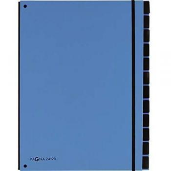 Carpeta de escritorio PAGNA Trend, DIN A4, 12 compartimentos, azul claro con goma elástica