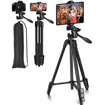 Victiv Trípode Tablet Móvil 140 cm, Trípode de Viaje Ultraportátil para Teléfono Móvil y iPad, Trípode Compacto y Ligero con Soporte para Teléfono y Tableta 2 en 1