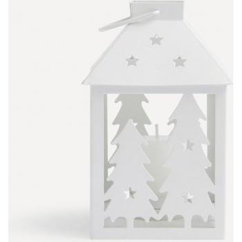 Farol decorado con árboles Navidad