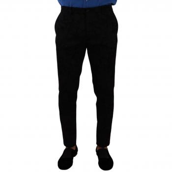 Dolce & Gabbana Black Brocade Skinny Formal Trouser Dress Pants - IT48 | M