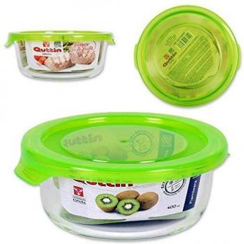 Quttin Fiambrera Redonda con Tapa Verde, 13.5 cm, Multicolor, Talla Unica