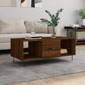 Mesa de centro de madera contrachapada multicapa de roble marrón 102x50x40 cm