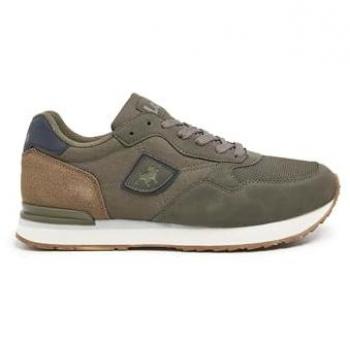 Zapatillas de Hombre Lois con Cierre de Cordones, Logo Lateral y Color Caqui - Modelo 64401 Talla 44