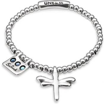 UNO de 50 - Elastic Freedom Health Bracelet in Sterling Silver and Crystal