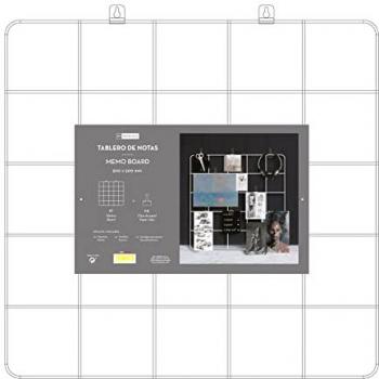 Tablero Metálico de Notas y Fotos 50x50 cm Blanco con 4 Clips Dorados