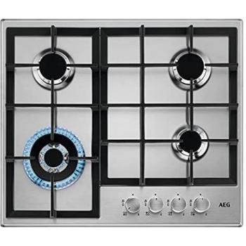 AEG Piano de Cocina Gas 60 cm Inox Slim Line 4 Fuegos Speed Burner + Wok