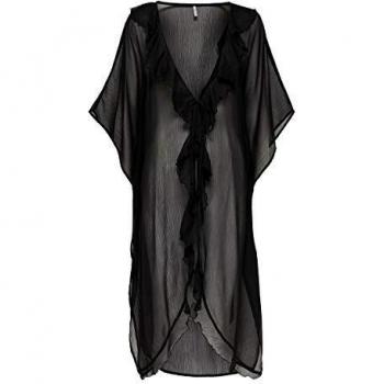 Only ONLRUFFLE Life Beach Dress Pareo, Negro, Talla única para Mujer