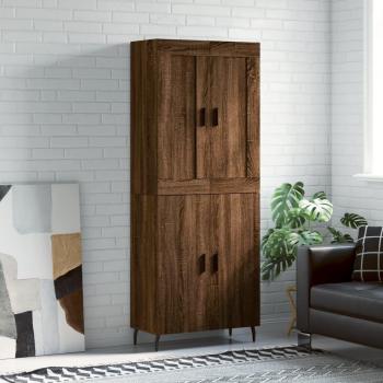 Armario Aparador Alto de Madera Multicapa Contrachapada Marrón Roble 69,5x34x180 cm