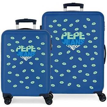 Pepe Jeans Ruth Juego de Maletas Azul 55/68 cms Rígida ABS Cierre combinación 104L 4 Ruedas Dobles Equipaje de Mano