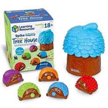 Learning Resources LER9104 Spike Hedgehog Sensory Tree House, Fine Motor Game for Toddlers & Preschoolers, Building Colour, Shape and Number Recognition Skills, Ages 18 Months+, Multi
