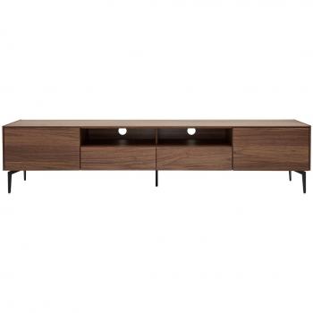 Miliboo Mueble TV de diseño de contrachapado de nogal 200 cm BLISS