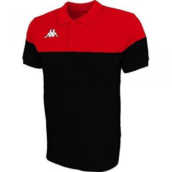 Kappa PIANETTI Polo de Manga Corta, Hombre, Negro/Rojo, 2XL