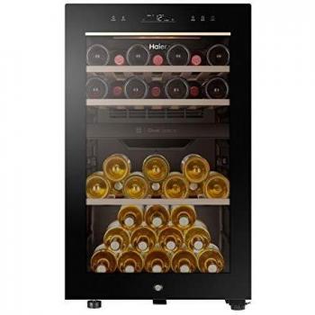 Haier Serie 7 botellero de vino de doble temperatura, 42 botellas, conectividad Wi-Fi, luces LED y cristal