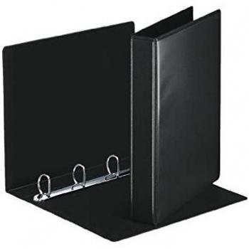 Carpeta de presentación A4 con 4 anillas D de 30 mm y bolsillos, color negro