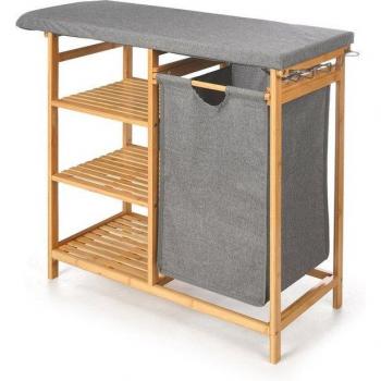 Tabla de Planchar Kipit 1443FL de Bambú con Cestos Grises, Autónoma y Metálica, 93.5x36.5 cm