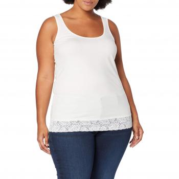 Junarose Jrmaria SL Lace Long Top-S Camiseta sin Mangas, Blanco Snow White, 48