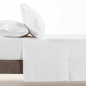 Juego de sábanas algodón liso Manterol blanco para cama de 180 cm