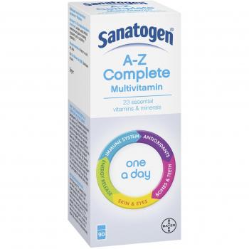 Sanatogen A-Z Complete Multivitamin for Men and Women, Includes Vitamin D, C, Iron, Calcium - Pack of 90 Tablets