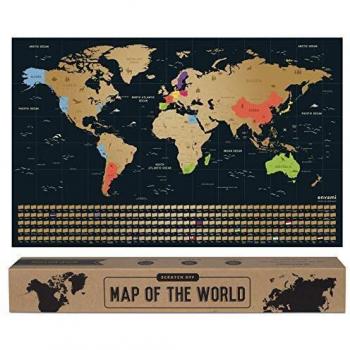 envami Mapa Mundi Rascar I Mapas del Mundo para Marcar Viajes I 68 X 43 CM I Oro I Scratch Off Travel Map