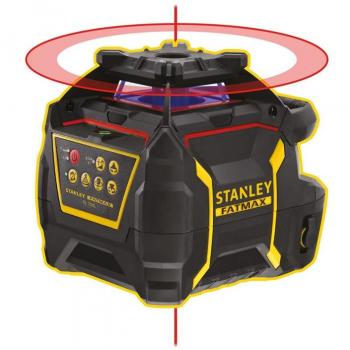 Pack Nivel Láser Rotativo Stanley RL600 - Alcance 60m, Piles Alcalinas, Color Rojo