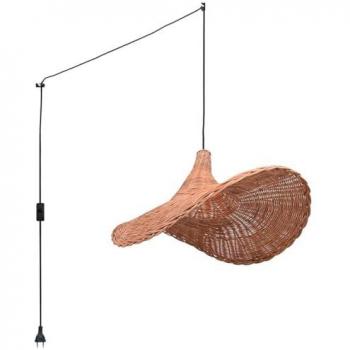 Lámpara Colgante LED de Mimbre Tien con Interruptor y Enchufe - Negro