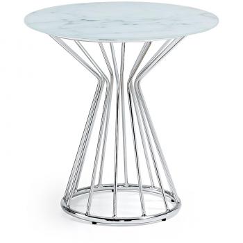Kavehome Mesa Auxiliar Emil, cristal efecto mármol