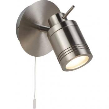 Aplique de baño Samson Metal plata satinado 1 bombilla 16cm, tipo: aplique de baño, características: acabado en plata satinado, diseño moderno, incluye 1 bombilla GU10, dimensiones de 16 cm, clasificación