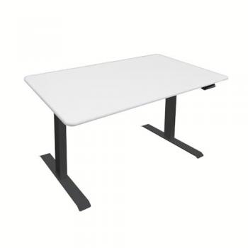 Escritorio Eléctrico Regulable en Altura LUMINA - 120 x 60 cm Blanco con Estructura Negra, Control de Memoria, USB y Pantalla Táctil