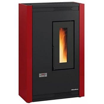 Estufa de pellets ventilado slim Extraflame Luisella Bordeaux 4.4 kW A+ con control remoto de 5 botones metal