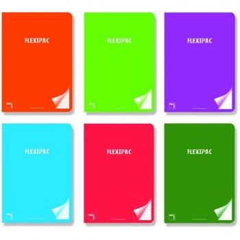 Pack de 6 Cuadernos Flexipac A4, 90g/m², 48 Hojas, Rayado Horizontal con Tapas de Plástico