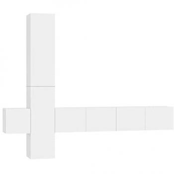 Set de Muebles para TV 5 Piezas Blanco en Madera Contrachapada